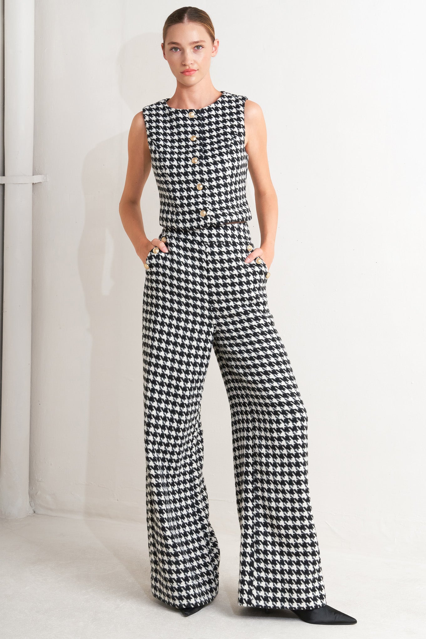 METRO ICON WOVEN HOUNDSTOOTH VEST Flying Tomato
